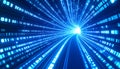 AI Data Stream Moving Through Virtual Tunnel. AI themed Background. Generated Image Royalty Free Stock Photo