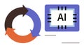 AI Development Process Represented by Circular Arrows and a Microchip Royalty Free Stock Photo