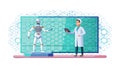 AI Development Scientist and Robot Collaboration, vector design Generative AI Royalty Free Stock Photo
