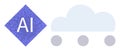 Artificial Intelligence and Cloud Computing Integration with Simple Geometric Icons Royalty Free Stock Photo