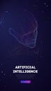 Ai digital brain. Artificial intelligence woman. Human head robot digital technology background. Royalty Free Stock Photo