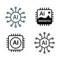 Ai digital chip icon. Artificial intelligent vector science data circuit technology line icon. Royalty Free Stock Photo