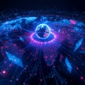 AI Digital Network Sphere With Floating Interface Panels Royalty Free Stock Photo