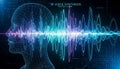 AI Digital Voice Clone Visualization with Neon Sound Waves Royalty Free Stock Photo