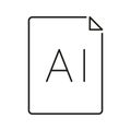 AI Document File Line Icon. Digital Sheet Representing Artificial Intelligence Content Outline Symbol. Editable Stroke Royalty Free Stock Photo