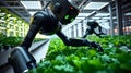 AI-Driven Agricultural Robot Sorting Produce in Futuristic Farm with Robotic Conveyor Belts