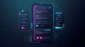 AI-driven chatbot system with futuristic digital interface and smart assistant