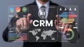 AI Driven CRM Solution with Global Reach and Data Analytics Visualization Royalty Free Stock Photo