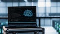 AI driven notebook used for overseeing server clusters, close up
