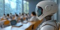 AI driven robotic tutor in classroom setting, enhancing education with automation