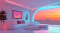 AI-driven smart home architecture with a sleek design and a background stock image