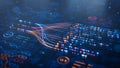 AI-driven technology powers automation and big data workflows, enabling analysis through neural networks and data analytics for Royalty Free Stock Photo