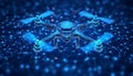 AI Drone Navigation, Smart City Transportation, Futuristic Tech with Network Connectivity Royalty Free Stock Photo