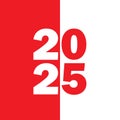 Red Colored Vector of Year 2025 Royalty Free Stock Photo