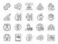 AI engineer line icon set. Included icons as artificial intelligence, robotics, machine learning, robot, automation, humanoid and