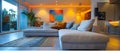 AI-Enhanced Cozy Living Space Balancing Energy and Style. Concept Home Decor, Interior Design, Cozy