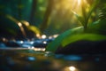 AI envisions a scene where a jungle river winds its way through a lush verdant landscape