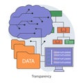 AI ethics. Artificial intelligence and neural network connected to data