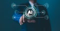 AI expert analytics tech, artificial intelligence technology concept, Technology and people concept man use AI to help work, AI Royalty Free Stock Photo