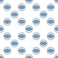 AI Eye vector Artificial Intelligence Vision linear round colored seamless pattern Royalty Free Stock Photo