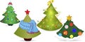 Set of icons, stickers. Christmas trees isolated on white background. Royalty Free Stock Photo