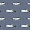 Seamless pattern shiny tuna fish