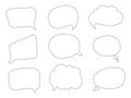 Cartoon doodle speech or thought bubbles of different shapes and sizes.