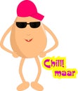 Indian-themed egg cartoon - Happy egg is saying just chill. Vector Illustration. Royalty Free Stock Photo