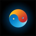 Orange, blue color yin yang symbol of harmony and balance Royalty Free Stock Photo