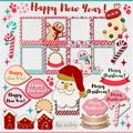 Happy New year Merry Chrismas! elements poster postcard santa claus cookies eps vector frame frames Royalty Free Stock Photo