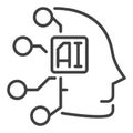 AI Face vector Artificial Intelligence Face thin line icon or symbol Royalty Free Stock Photo