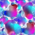 Seamless raster pattern. Translucent amorphous shapes and circles of different sizes are chaotically scattered.