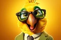 Feathers of Finance: 3D-Generated Parrot Embracing the Business Look on Golden Gradient Background