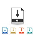 AI file document icon. Download AI button icon isolated on white background. Set elements in colored icons Royalty Free Stock Photo