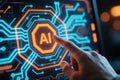 Ai finger touch screen: artificial intelligence, technology, machine, learning, future, innovation Royalty Free Stock Photo