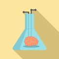 Ai flask brain icon, flat style Royalty Free Stock Photo