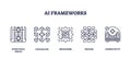 AI frameworks depicted with structural design, mechanism, and connectivity. Outline ... Royalty Free Stock Photo
