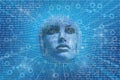 AI Futuristic humanoid artificial intelligence concept binary codes
