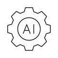 Ai Gear Line Icon. Artificial Intelligence Integration And Automation Outline Symbol. Technology And Machine Learning Royalty Free Stock Photo
