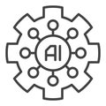 AI Gear vector Artificial Intelligence Cog wheel icon or sign in thin line style Royalty Free Stock Photo