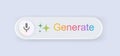 Ai generate audio button. Intelligence generate voiceover recording ui button. Generative button. UI UX elements. Vector Royalty Free Stock Photo