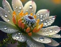 AI generate Macro photo showing water droplets remaining on a flower.