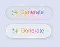 AI Generate icon button. Generate technology ideas from machine learning. Generative button. UI UX elements. Vector Royalty Free Stock Photo