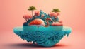 Ai generate Island Dreams: A Sweet and Colorful Summer Escape on Flamingo Island - Where Fun Floats Crystal Seas