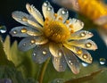 AI generate Macro photo showing water droplets remaining on a flower.
