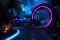 A scene of an alien world with a blend of extraterrestrial landscapes and advanced AI-driven structures