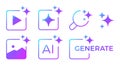 AI generate with square and stars icons. Vector symbols for artificial intelligence and creativity apps. Sparkles generate prompt Royalty Free Stock Photo