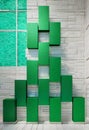 AI generated abstract artwork consisting of green colored dominos on a green-white background Royalty Free Stock Photo