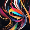 AI generated abstract artwork consisting of ribbons of different colours