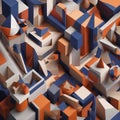 AI generated abstract artwork consisting of several shapes in 3D format